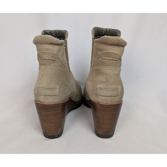 SOREL sz. 7 Boots After Hours Casual Chelsea Wedge Bootie Brown Tan Leather - Picture 9 of 12